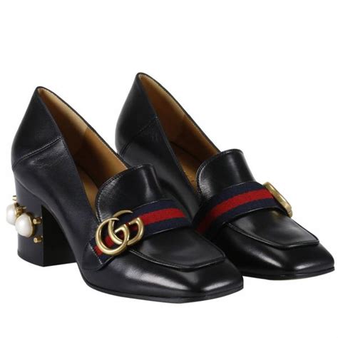 scarpe donna gucci nere decolte con fibbia|Décolleté slingback in tela con finiture in pelle e cristalli GUCCI da .